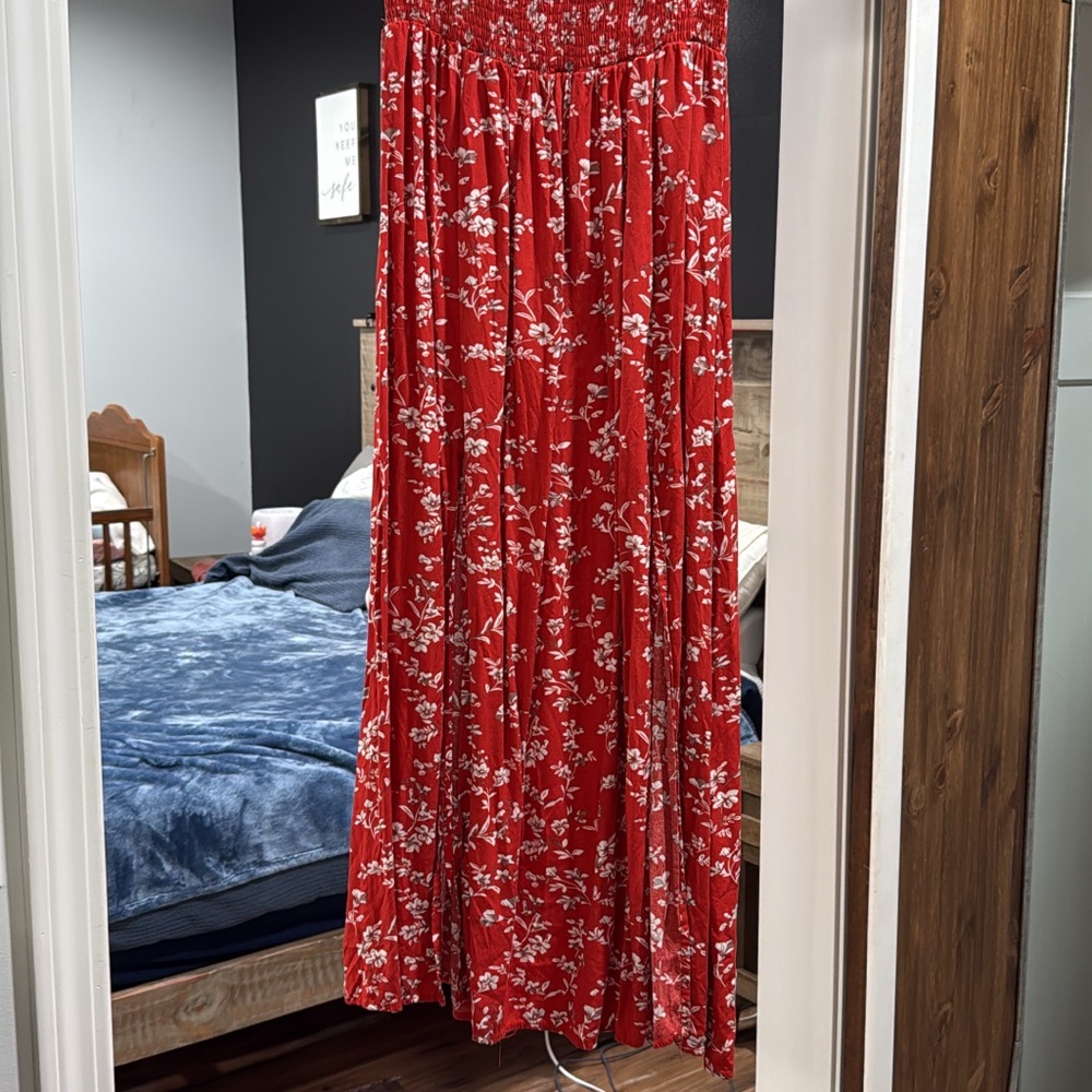 SHEIN Red Floral Maxi Skirt